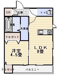 D-ROOM石橋(1LDK/1階)の間取り写真