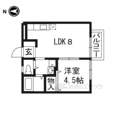 ハイツ天道(1LDK/2階)の間取り写真