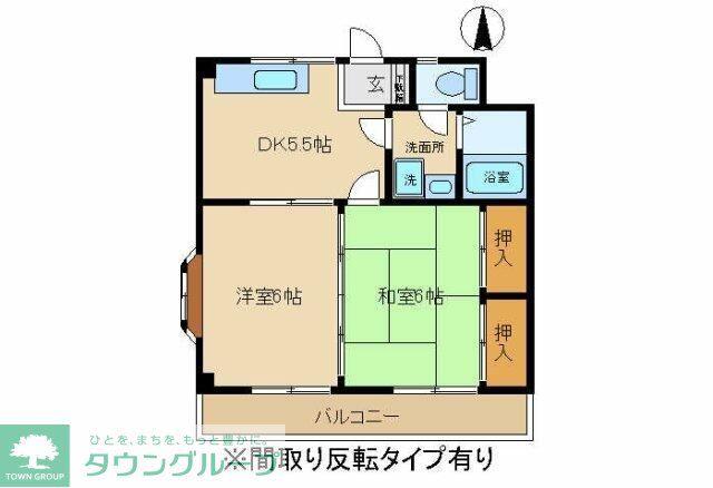 ノースビレッジ(2DK/1階)の間取り写真