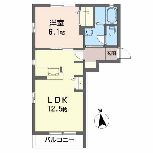 アプリコットB(1LDK/2階)の間取り写真