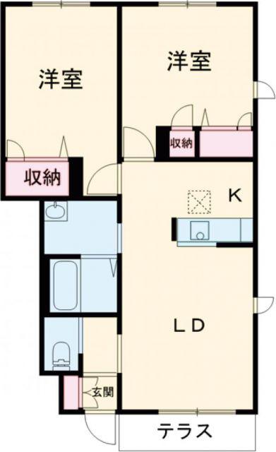 ロードスター・ヒルズ(2LDK/1階)の間取り写真