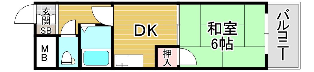 ふぁみゆ筒井(1DK/5階)の間取り写真