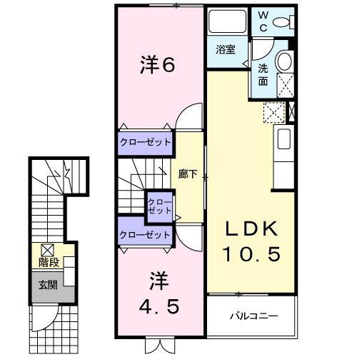 サンハイムJ・F(2LDK/2階)の間取り写真