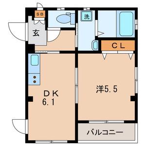 SOLBIOS沖杉(1DK/2階)の間取り写真