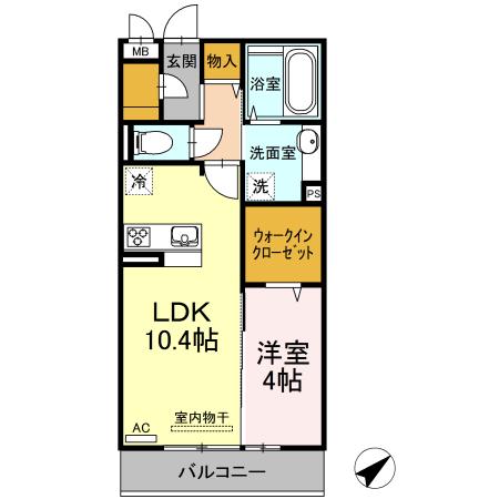 メゾン・ド・シミズ(1LDK/3階)の間取り写真