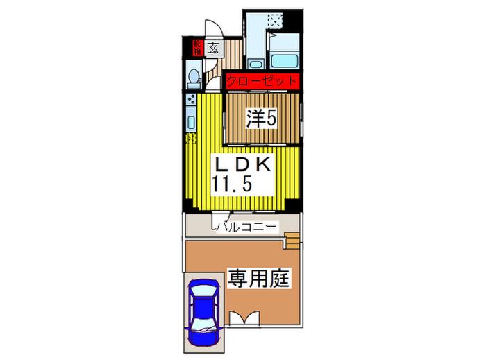 パークアレー浦和(1LDK/1階)の間取り写真