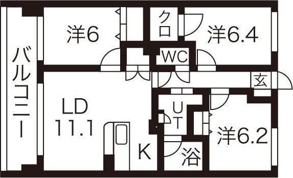 アビタシオンみなみ(3LDK/2階)の間取り写真