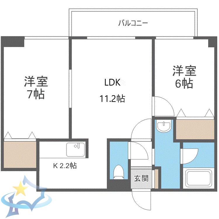 ベルボアメゾン宮の沢(2LDK/1階)の間取り写真