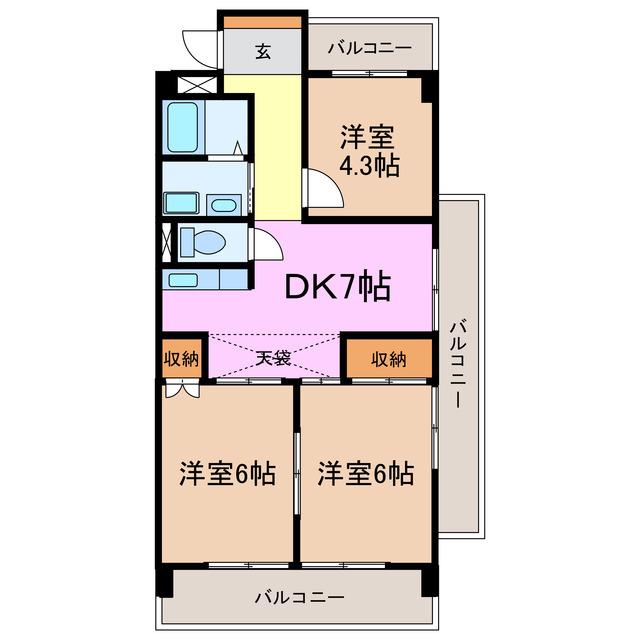 アビニヨンビル(3DK/5階)の間取り写真