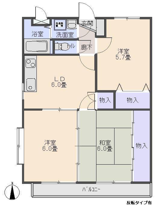 アンジュレーサクラノ I(3DK/3階)の間取り写真