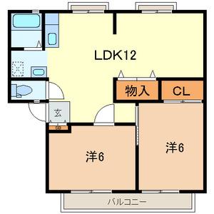 サンビレッジ加倉B(2LDK/2階)の間取り写真
