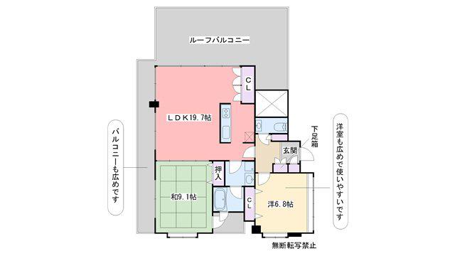 ピエールボレ室見(2LDK/7階)の間取り写真
