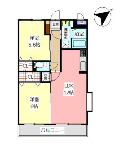 トリノス(2LDK/3階)の間取り写真