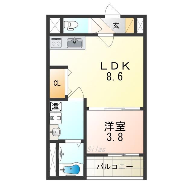グラースコート(1LDK/2階)の間取り写真