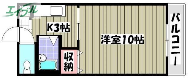 アジュール下中野(1K/6階)の間取り写真