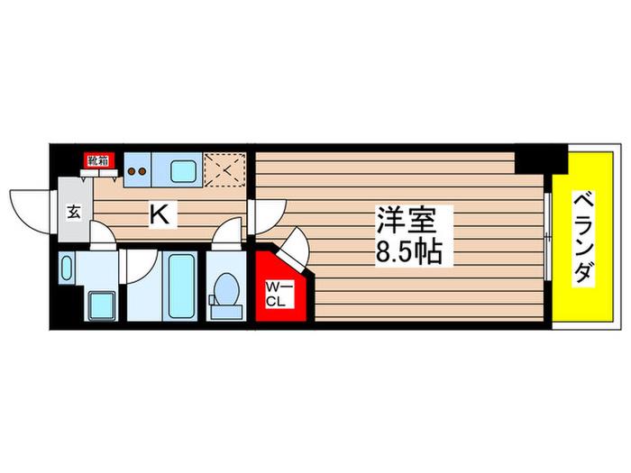 ゼスタレジデンス桜山(1K/2階)の間取り写真