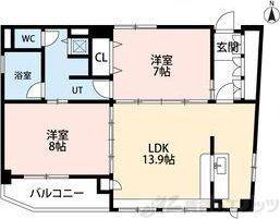 サザンウエスト(2LDK/3階)の間取り写真