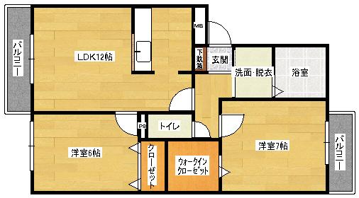 ハイドゥ伴III(2LDK/2階)の間取り写真