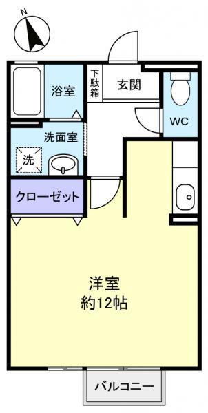 アークバレー(ワンルーム/2階)の間取り写真