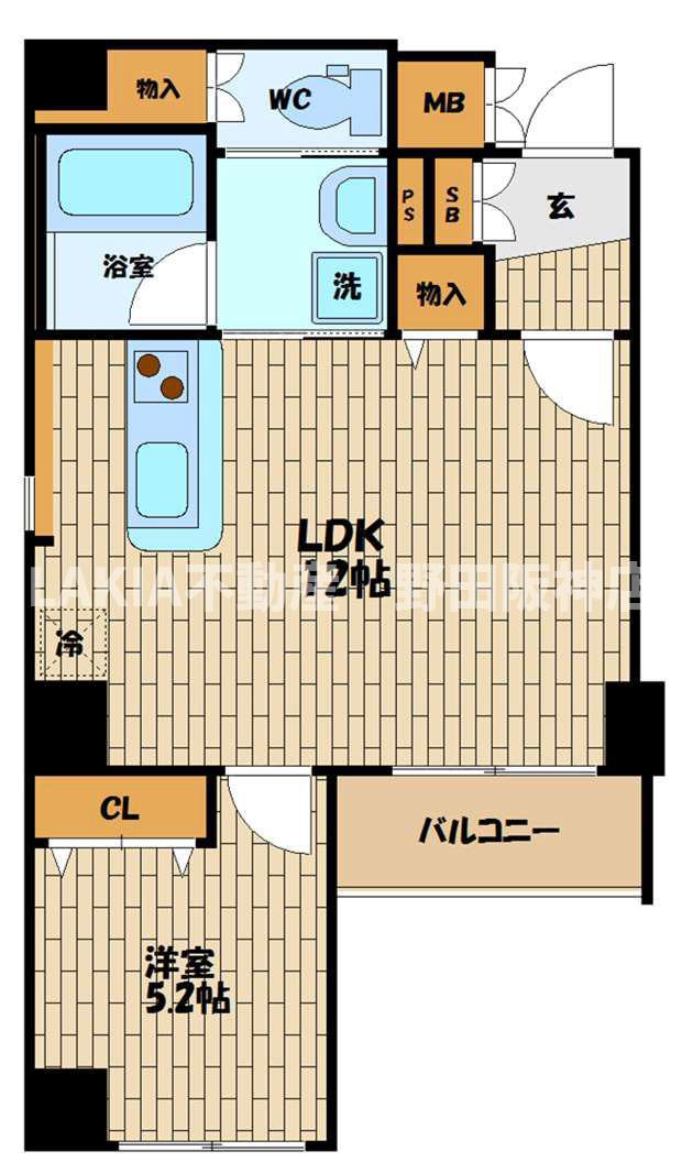 ブラーヴォこのはな千鳥橋I(1LDK/3階)の間取り写真