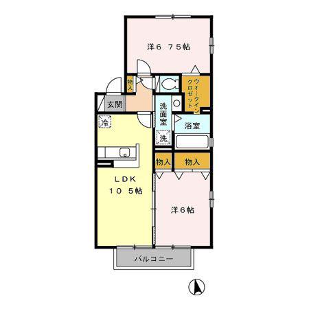 ル・メユール諸江(2LDK/2階)の間取り写真