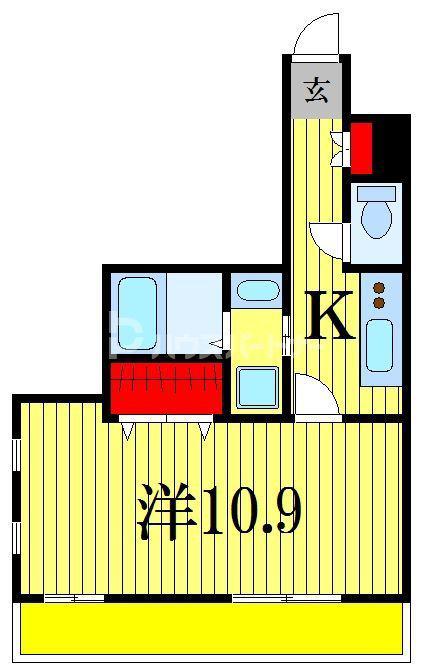 アンブラッセ新検見川(ワンルーム/3階)の間取り写真