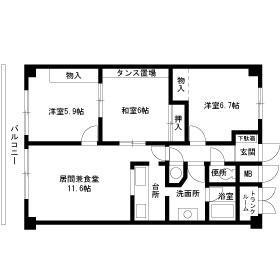 グレース白鳥(3LDK/3階)の間取り写真