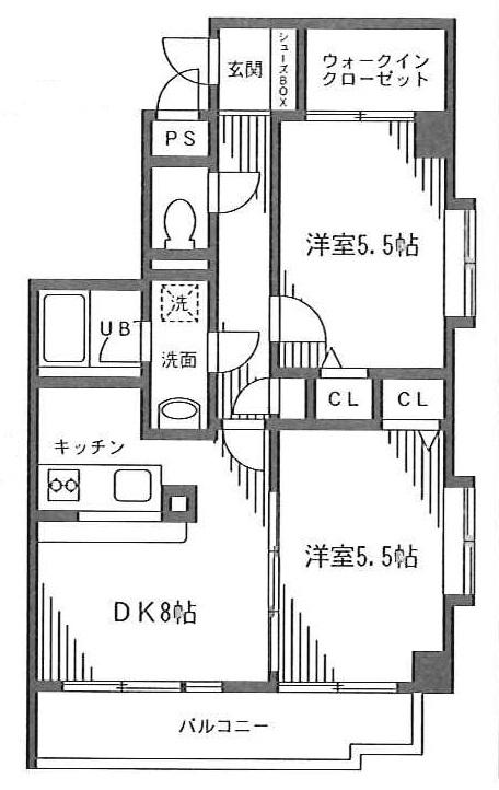 パミール上池台弐番館(2DK/4階)の間取り写真
