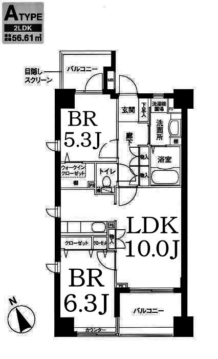 ロサブリーズ本牧(2LDK/3階)の間取り写真