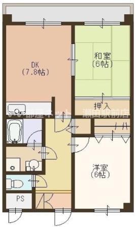 ルミエールII(2DK/2階)の間取り写真