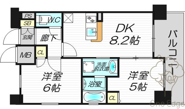 エステムプラザ梅田・中崎町IIIツインマークスサウスレジデンス(2LDK/13階)の間取り写真