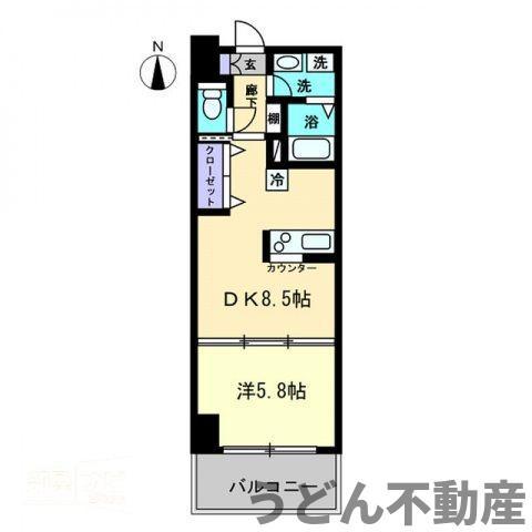 ファインスクエア錦町(1DK/4階)の間取り写真