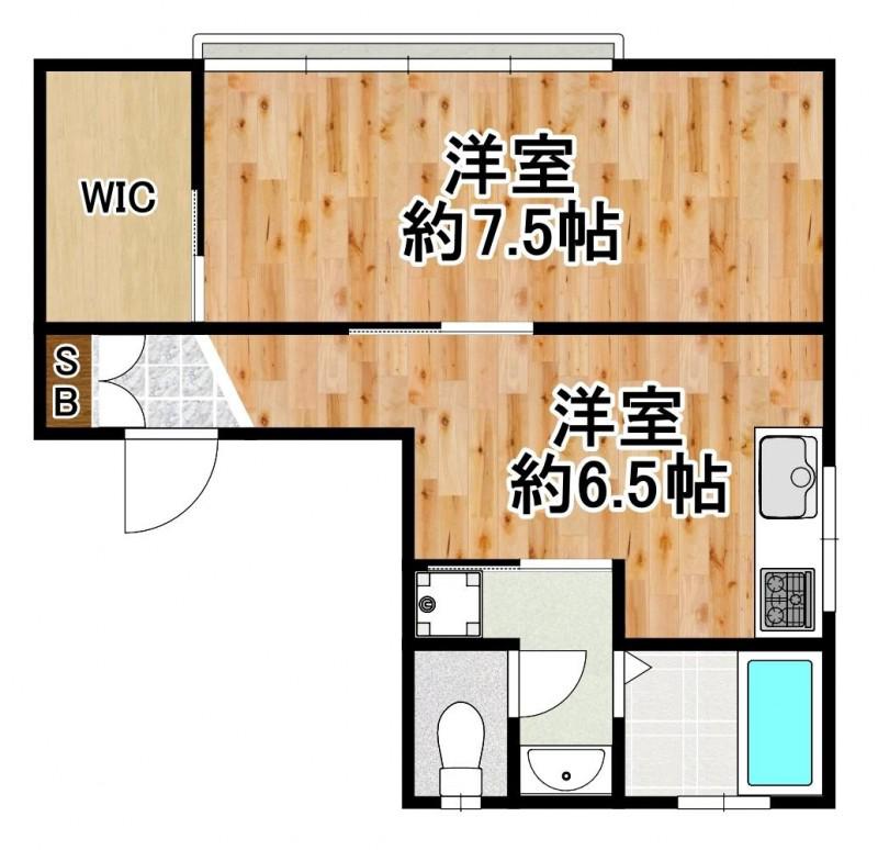 マンション馬場(1DK/3階)の間取り写真
