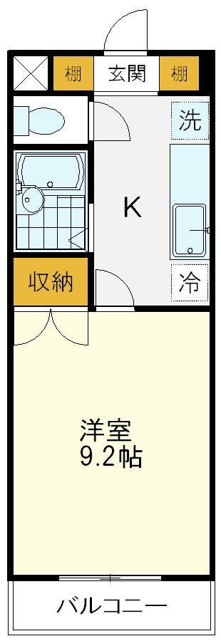 シティーホーム鷹の台♯3(1K/1階)の間取り写真