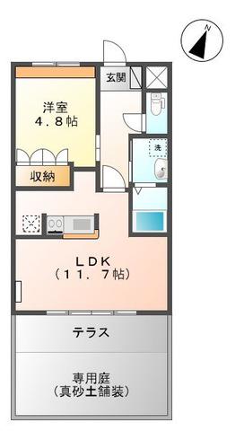 フローリッシュ(1LDK/1階)の間取り写真