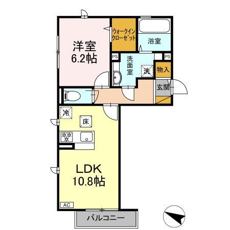 ロイヤルガーデン スタシオン(1LDK/1階)の間取り写真