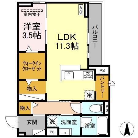 D-AVANCE西塚(1LDK/2階)の間取り写真
