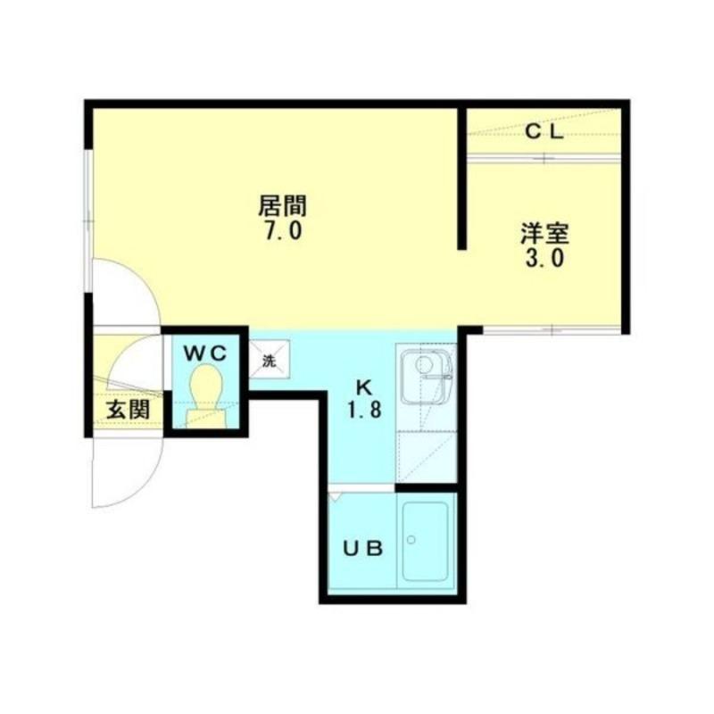 アイアール中の島I (1DK/3階)の間取り写真