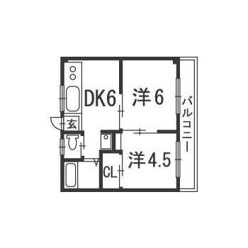 ベルグラン矢沢(2DK/3階)の間取り写真