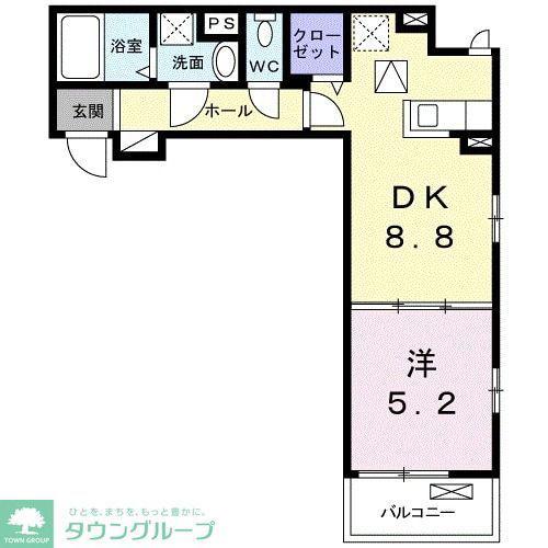 アンジュ(1DK/1階)の間取り写真