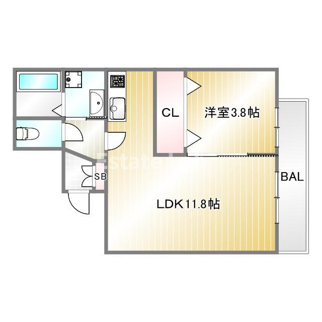 フェルモント須磨(1LDK/1階)の間取り写真