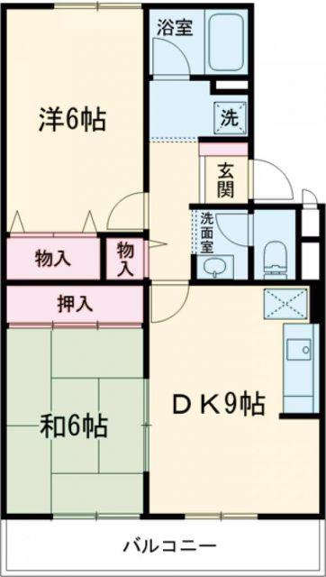 グランディールしののめ(2DK/1階)の間取り写真
