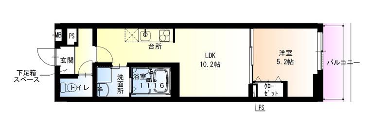 フジパレス東花園北I番館(1LDK/2階)の間取り写真