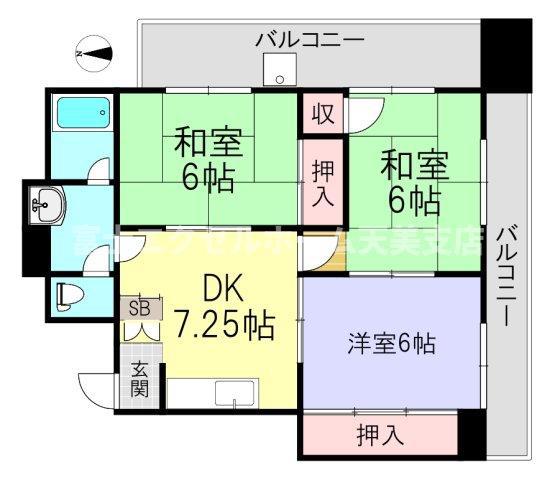 カサエルドラード壱番館(3DK/6階)の間取り写真