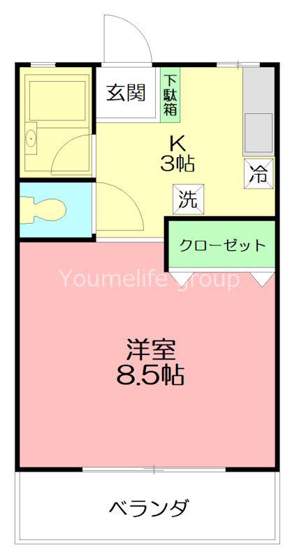 エスポワール平井(1K/2階)の間取り写真