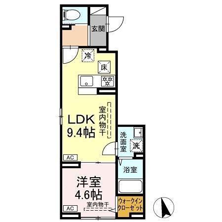 セレスティア青井(1LDK/1階)の間取り写真
