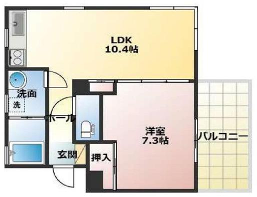 ヴィラ神仙寺(1LDK/1階)の間取り写真