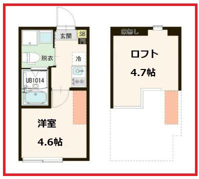 レアレア(ワンルーム/2階)の間取り写真