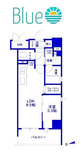 ソルティア藤沢鵠沼(1LDK/8階)の間取り写真