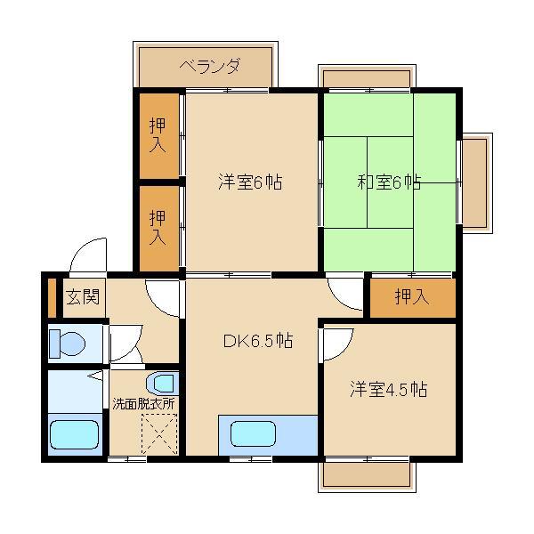 愛と勇気(3DK/1階)の間取り写真